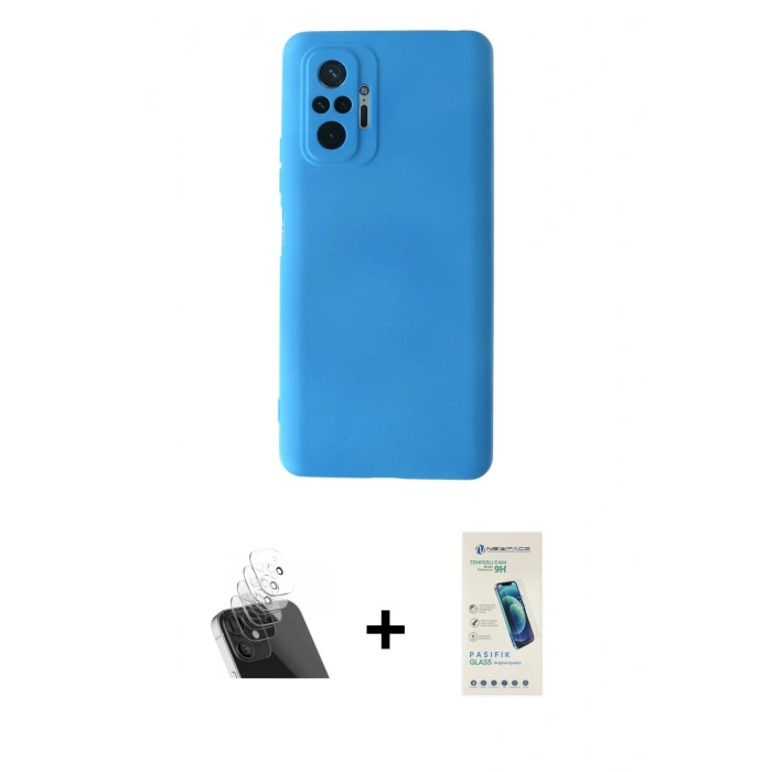 MARSİLYAN™- Redmi Note 10 Pro Kılıf Ahenk Serisi - Şeffaf Pasifik Cam Ekran Koruyucu + Kamera Lens Koruma Cam - SF