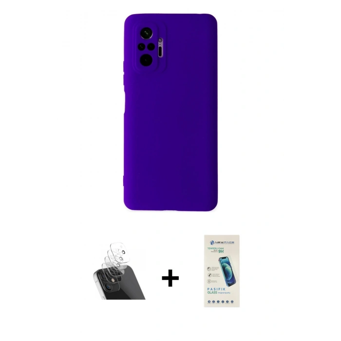 MARSİLYAN™- Redmi Note 10 Pro Kılıf Ahenk Serisi - Şeffaf Pasifik Cam Ekran Koruyucu + Kamera Lens Koruma Cam - SF
