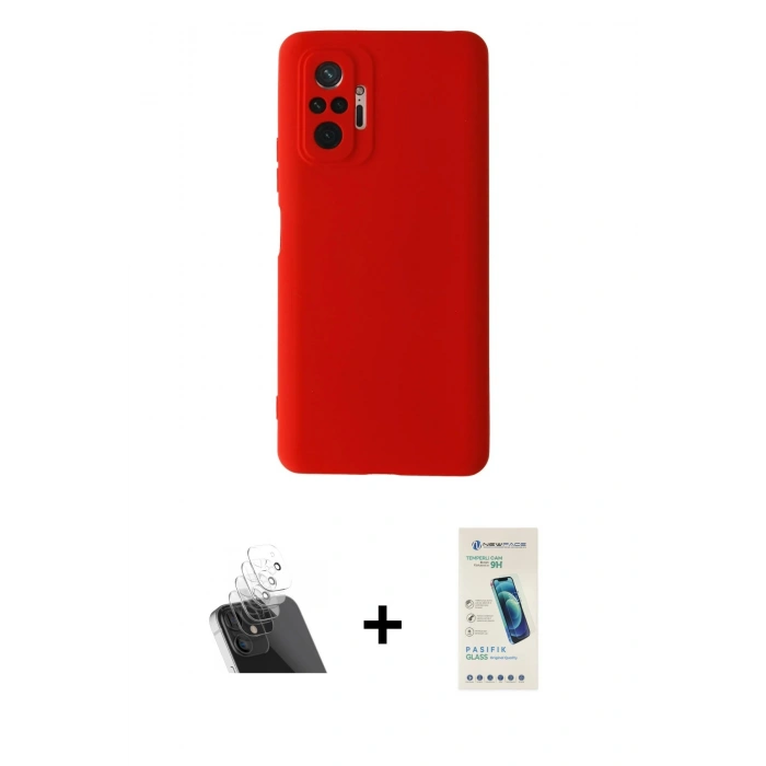 MARSİLYAN™- Redmi Note 10 Pro Kılıf Ahenk Serisi - Şeffaf Pasifik Cam Ekran Koruyucu + Kamera Lens Koruma Cam - SF