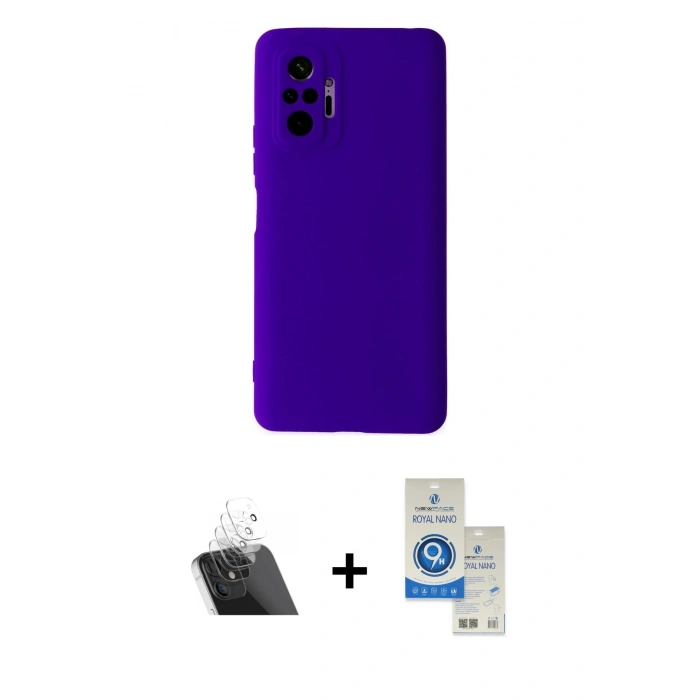 MARSİLYAN™- Redmi Note 10 Pro Kılıf Ahenk Serisi - Şeffaf Royal Nano Ekran Koruyucu + Kamera Lens Koruma Cam - SF