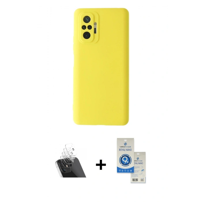 MARSİLYAN™- Redmi Note 10 Pro Kılıf Ahenk Serisi - Şeffaf Royal Nano Ekran Koruyucu + Kamera Lens Koruma Cam - SF