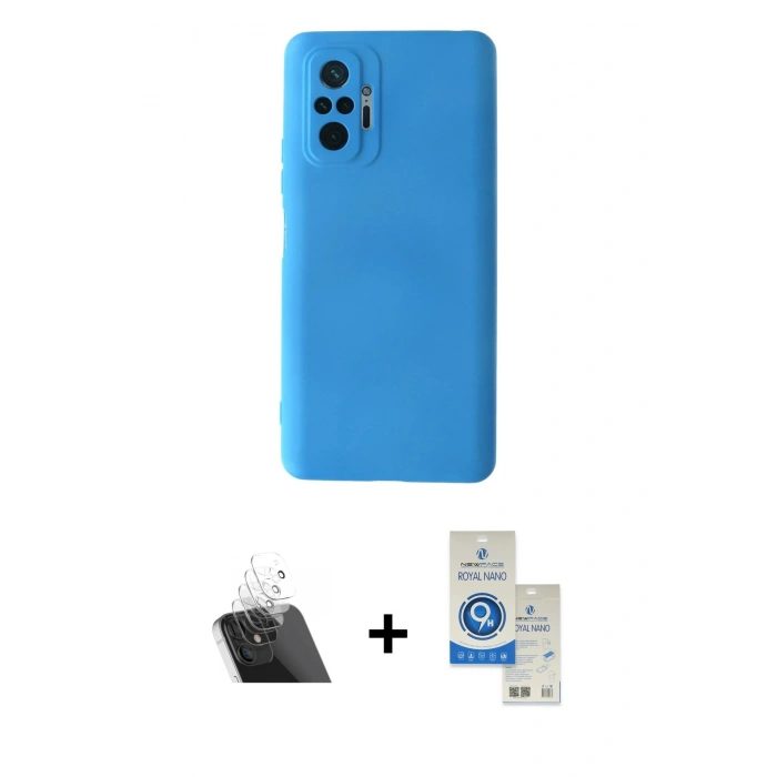 MARSİLYAN™- Redmi Note 10 Pro Kılıf Ahenk Serisi - Şeffaf Royal Nano Ekran Koruyucu + Kamera Lens Koruma Cam - SF