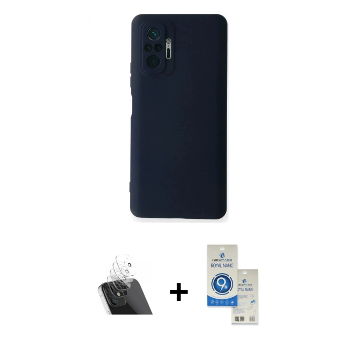 MARSİLYAN™- Redmi Note 10 Pro Kılıf Ahenk Serisi - Şeffaf Royal Nano Ekran Koruyucu + Kamera Lens Koruma Cam - SF