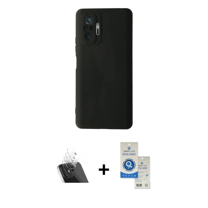 MARSİLYAN™- Redmi Note 10 Pro Kılıf Ahenk Serisi - Şeffaf Royal Nano Ekran Koruyucu + Kamera Lens Koruma Cam - SF