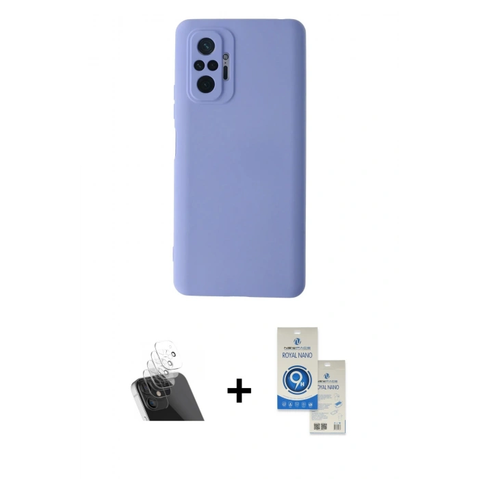 MARSİLYAN™- Redmi Note 10 Pro Kılıf Ahenk Serisi - Şeffaf Royal Nano Ekran Koruyucu + Kamera Lens Koruma Cam - SF