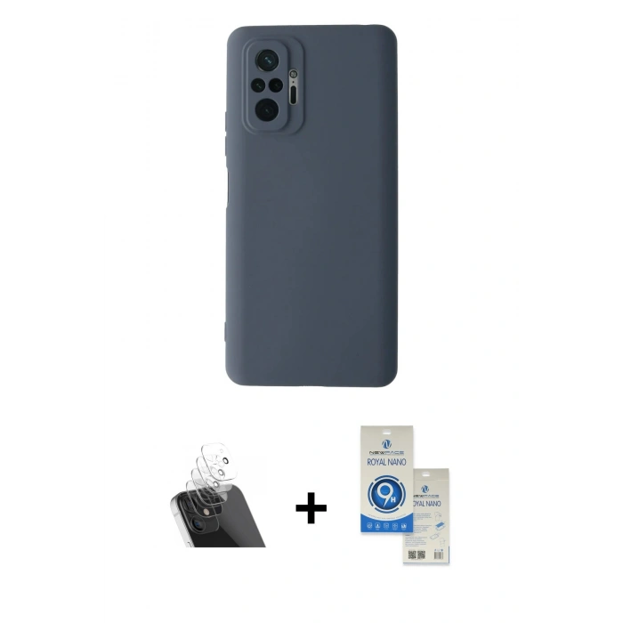 MARSİLYAN™- Redmi Note 10 Pro Kılıf Ahenk Serisi - Şeffaf Royal Nano Ekran Koruyucu + Kamera Lens Koruma Cam - SF