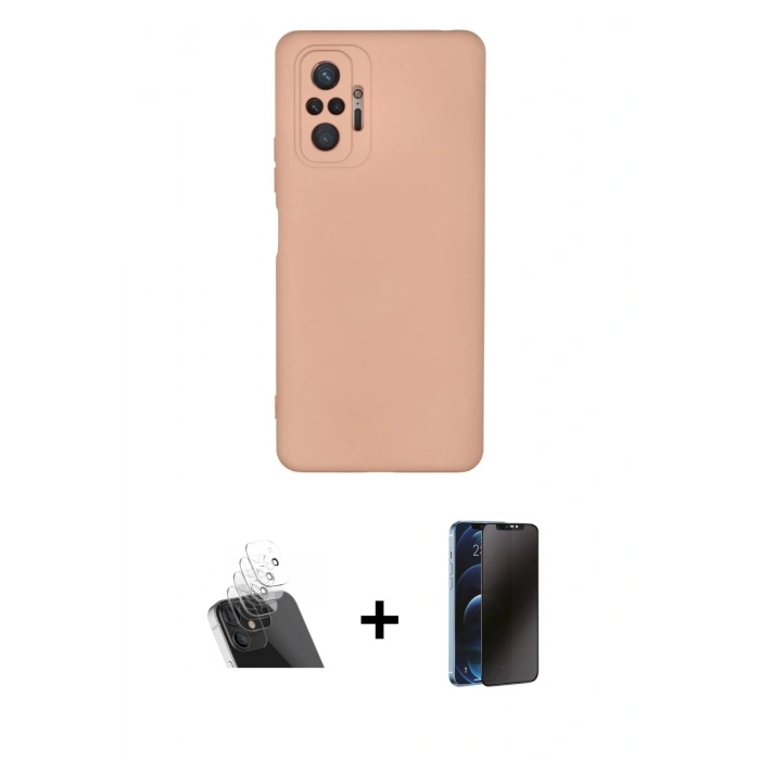 MARSİLYAN™- Redmi Note 10 Pro Kılıf Ahenk Serisi - Siyah 3D Antistatik Hayalet Cam Ekran Koruyucu + Kamera Lens Koruma Cam - SF