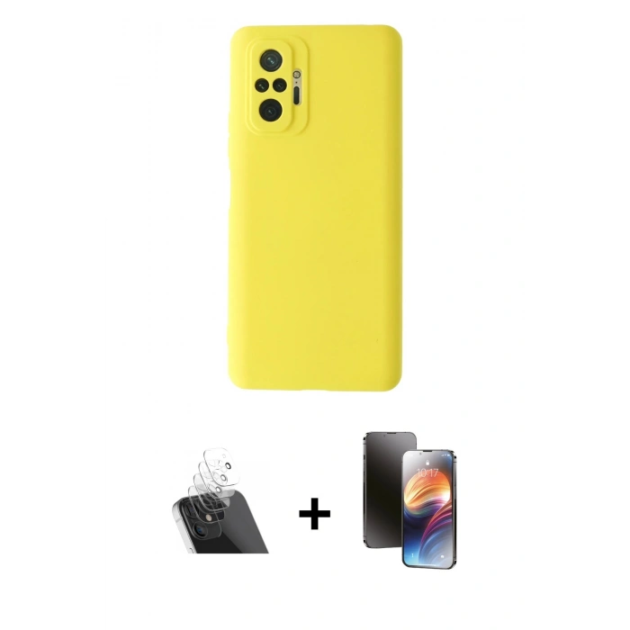 MARSİLYAN™- Redmi Note 10 Pro Kılıf Ahenk Serisi - Siyah 3D Antistatik Mat Seramik Nano Ekran Koruyucu + Kamera Lens Koruma Cam - SF