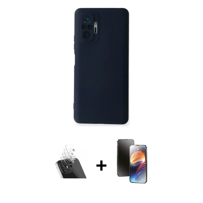 MARSİLYAN™- Redmi Note 10 Pro Kılıf Ahenk Serisi - Siyah 3D Antistatik Mat Seramik Nano Ekran Koruyucu + Kamera Lens Koruma Cam - SF