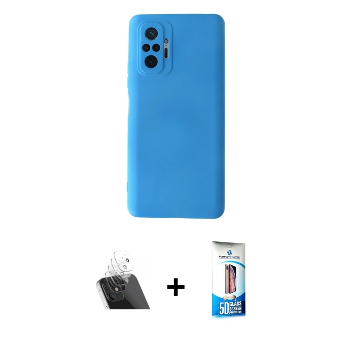 MARSİLYAN™- Redmi Note 10 Pro Kılıf Ahenk Serisi - Siyah 5D Eko Cam Ekran Koruyucu + Kamera Lens Koruma Cam - SF