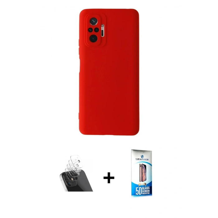 MARSİLYAN™- Redmi Note 10 Pro Kılıf Ahenk Serisi - Siyah 5D Eko Cam Ekran Koruyucu + Kamera Lens Koruma Cam - SF