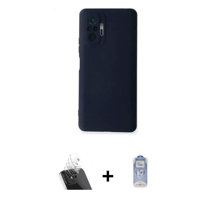 MARSİLYAN™- Redmi Note 10 Pro Kılıf Ahenk Serisi - Siyah Joko Magic 5D Cam + Kamera Lens Koruma Cam - SF