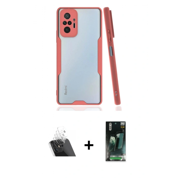 MARSİLYAN™- Redmi Note 10 Pro Kılıf Atlas Asil Serisi - Şeffaf 360 Full Body Arka Koruyucu + Şeffaf Kamera Lens Koruma Cam