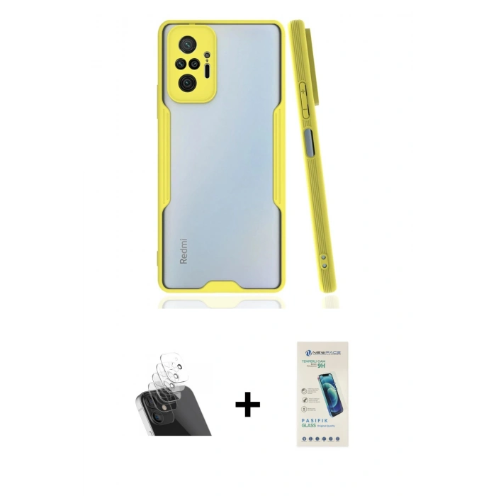 MARSİLYAN™- Redmi Note 10 Pro Kılıf Atlas Asil Serisi - Şeffaf Pasifik Cam Ekran Koruyucu + Kamera Lens Koruma Cam - SF