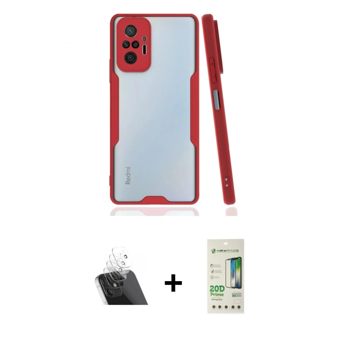 MARSİLYAN™- Redmi Note 10 Pro Kılıf Atlas Asil Serisi - Siyah 20D Premium Cam Ekran Koruyucu + Kamera Lens Koruma Cam - SF