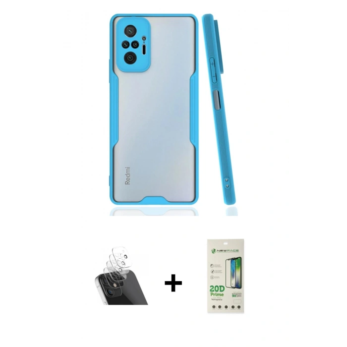 MARSİLYAN™- Redmi Note 10 Pro Kılıf Atlas Asil Serisi - Siyah 20D Premium Cam Ekran Koruyucu + Kamera Lens Koruma Cam - SF