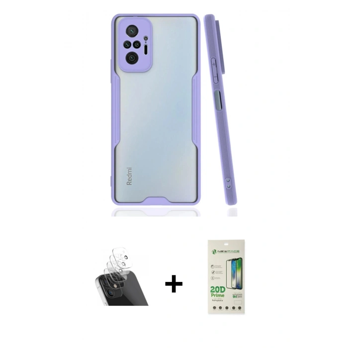 MARSİLYAN™- Redmi Note 10 Pro Kılıf Atlas Asil Serisi - Siyah 20D Premium Cam Ekran Koruyucu + Kamera Lens Koruma Cam - SF