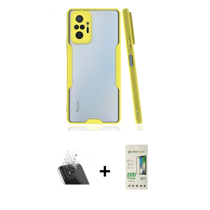 MARSİLYAN™- Redmi Note 10 Pro Kılıf Atlas Asil Serisi - Siyah 20D Premium Cam Ekran Koruyucu + Kamera Lens Koruma Cam - SF