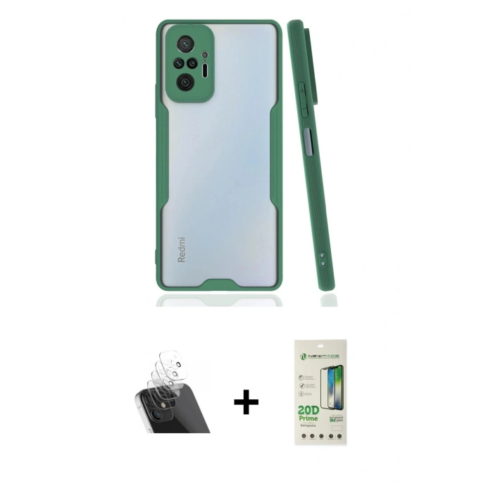 MARSİLYAN™- Redmi Note 10 Pro Kılıf Atlas Asil Serisi - Siyah 20D Premium Cam Ekran Koruyucu + Kamera Lens Koruma Cam - SF