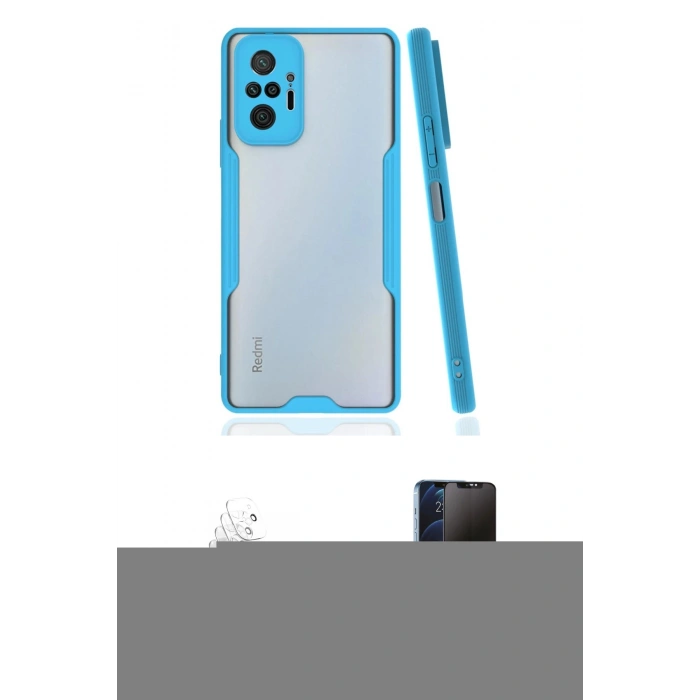 MARSİLYAN™- Redmi Note 10 Pro Kılıf Atlas Asil Serisi - Siyah 3D Antistatik Hayalet Cam Ekran Koruyucu + Kamera Lens Koruma Cam - SF