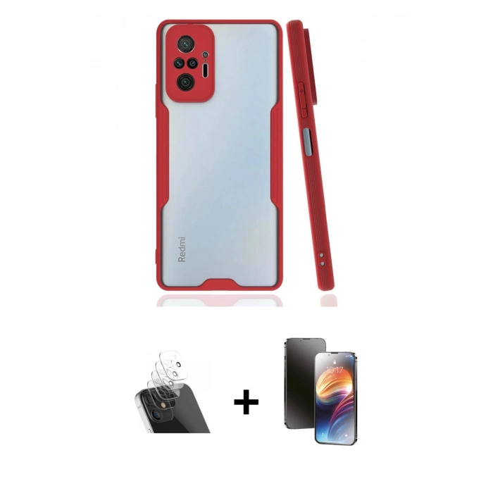 MARSİLYAN™- Redmi Note 10 Pro Kılıf Atlas Asil Serisi - Siyah 3D Antistatik Mat Seramik Nano Ekran Koruyucu + Kamera Lens Koruma Cam - SF