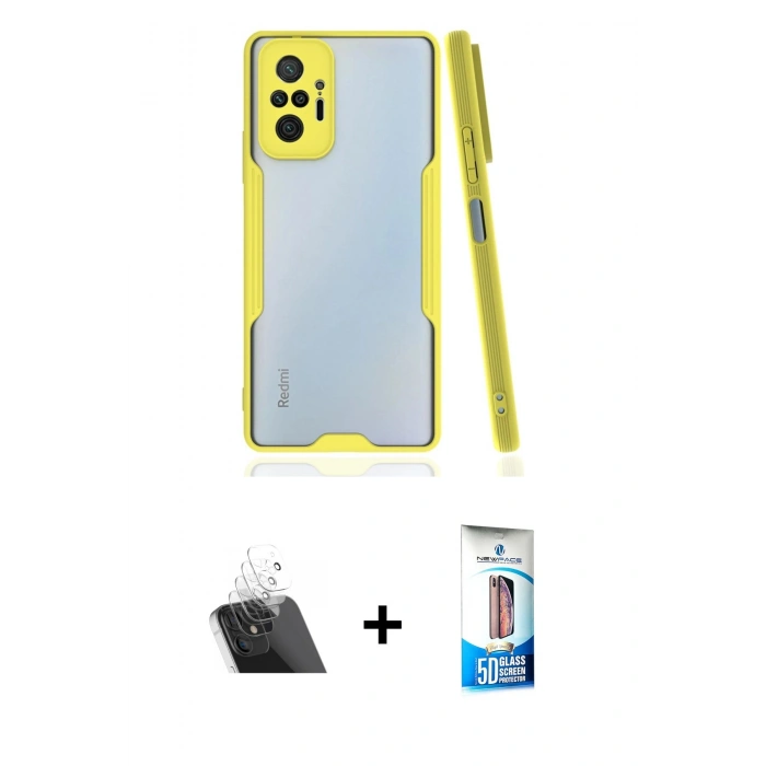 MARSİLYAN™- Redmi Note 10 Pro Kılıf Atlas Asil Serisi - Siyah 5D Eko Cam Ekran Koruyucu + Kamera Lens Koruma Cam - SF