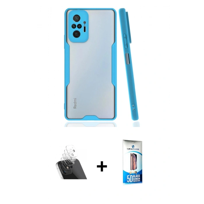 MARSİLYAN™- Redmi Note 10 Pro Kılıf Atlas Asil Serisi - Siyah 5D Eko Cam Ekran Koruyucu + Kamera Lens Koruma Cam - SF