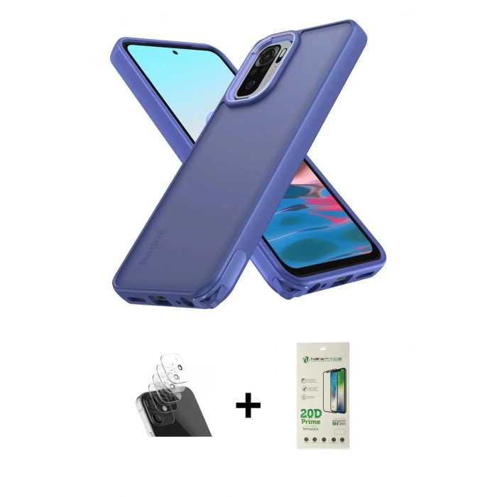 MARSİLYAN™- Redmi Note 10 Pro Kılıf Atlas Form - Siyah 20D Premium Cam Ekran Koruyucu + Kamera Lens Koruma Cam - SF