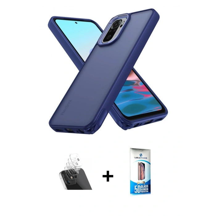 MARSİLYAN™- Redmi Note 10 Pro Kılıf Atlas Form - Siyah 5D Eko Cam Ekran Koruyucu + Kamera Lens Koruma Cam - SF