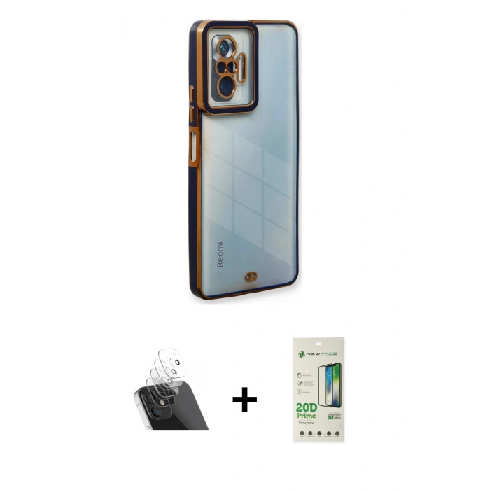 MARSİLYAN™- Redmi Note 10 Pro Kılıf Çekirdek Klasik Serisi - Siyah 20D Premium Cam Ekran Koruyucu + Kamera Lens Koruma Cam - SF