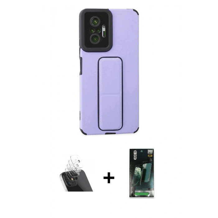 MARSİLYAN™- Redmi Note 10 Pro Kılıf Çekirdek Yansıma - Şeffaf 360 Full Body Arka Koruyucu + Kamera Lens Koruma Cam - SF