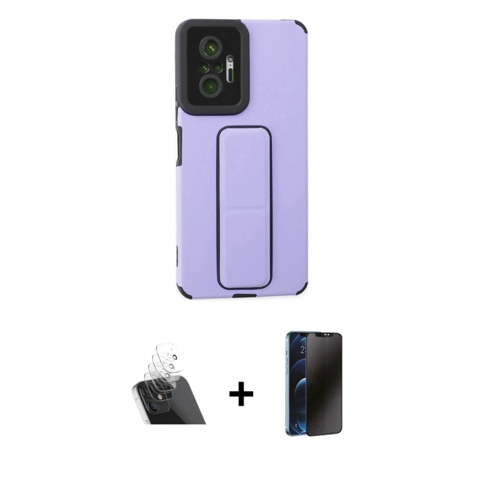 MARSİLYAN™- Redmi Note 10 Pro Kılıf Çekirdek Yansıma - Siyah 3D Antistatik Hayalet Cam Ekran Koruyucu + Kamera Lens Koruma Cam - SF