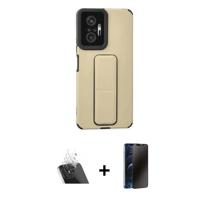 MARSİLYAN™- Redmi Note 10 Pro Kılıf Çekirdek Yansıma - Siyah 3D Antistatik Hayalet Cam Ekran Koruyucu + Kamera Lens Koruma Cam - SF