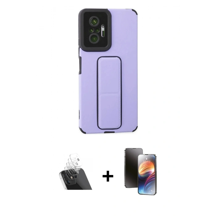 MARSİLYAN™- Redmi Note 10 Pro Kılıf Çekirdek Yansıma - Siyah 3D Antistatik Mat Seramik Nano Ekran Koruyucu + Kamera Lens Koruma Cam - SF