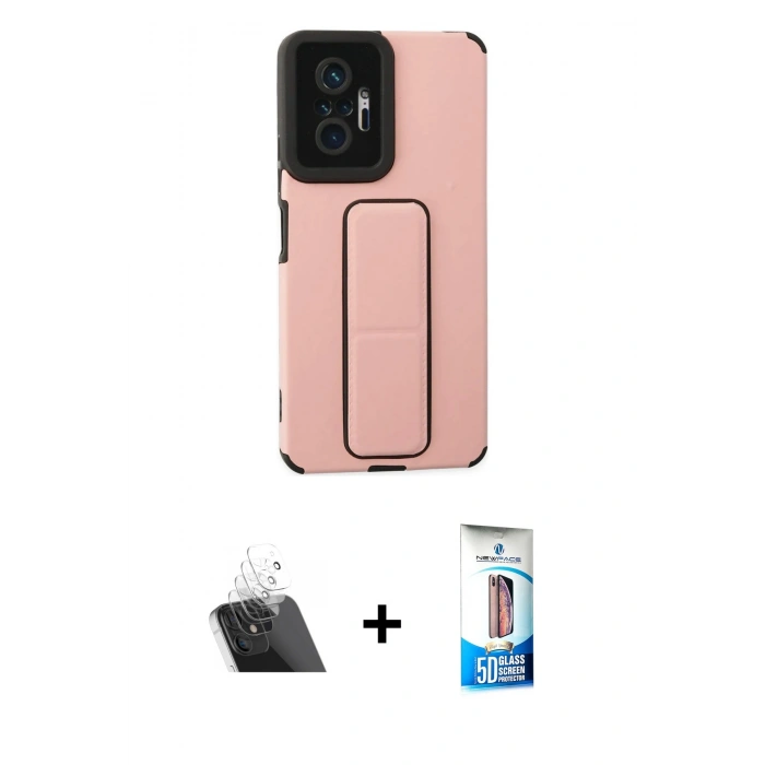 MARSİLYAN™- Redmi Note 10 Pro Kılıf Çekirdek Yansıma - Siyah 5D Eko Cam Ekran Koruyucu + Şeffaf Kamera Lens Koruma Cam