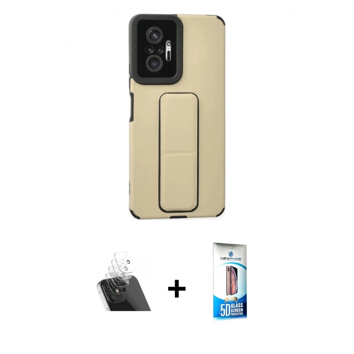 MARSİLYAN™- Redmi Note 10 Pro Kılıf Çekirdek Yansıma - Siyah 5D Eko Cam Ekran Koruyucu + Şeffaf Kamera Lens Koruma Cam