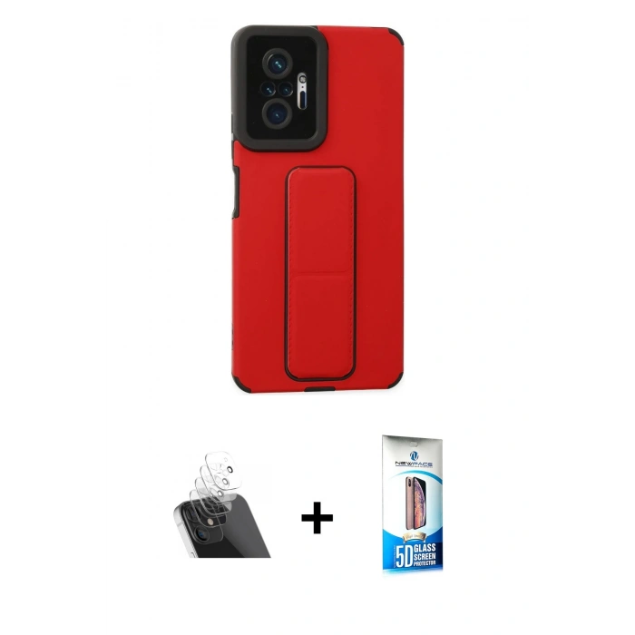 MARSİLYAN™- Redmi Note 10 Pro Kılıf Çekirdek Yansıma - Siyah 5D Eko Cam Ekran Koruyucu + Şeffaf Kamera Lens Koruma Cam