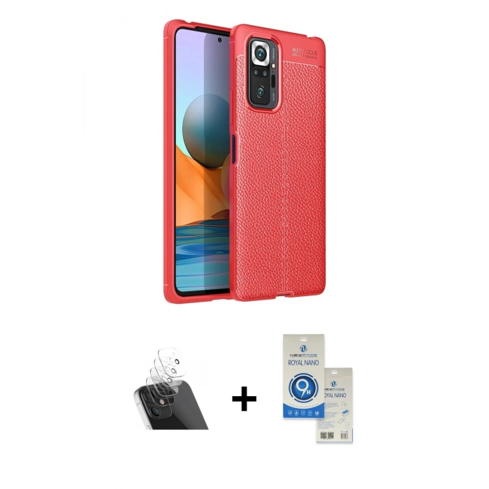 MARSİLYAN™- Redmi Note 10 Pro Kılıf Doruk Klasik Özel Seri - Şeffaf Royal Nano Ekran Koruyucu + Kamera Lens Koruma Cam - SF