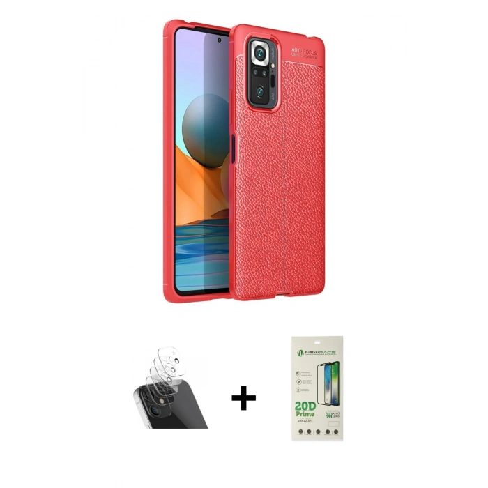 MARSİLYAN™- Redmi Note 10 Pro Kılıf Doruk Klasik Özel Seri - Siyah 20D Premium Cam Ekran Koruyucu + Kamera Lens Koruma Cam - SF