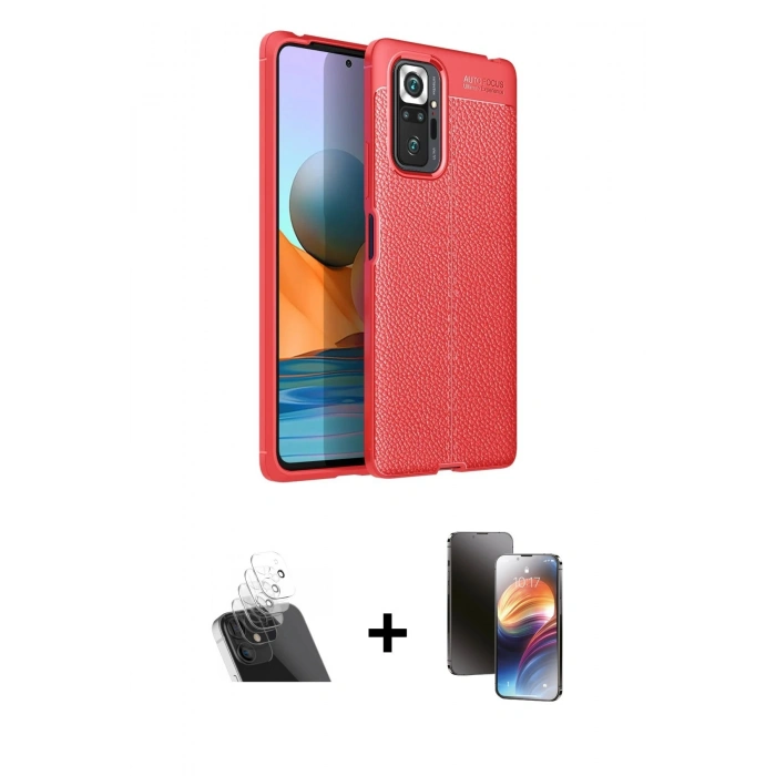 MARSİLYAN™- Redmi Note 10 Pro Kılıf Doruk Klasik Özel Seri - Siyah 3D Antistatik Mat Seramik Nano Ekran Koruyucu + Kamera Lens Koruma Cam - SF
