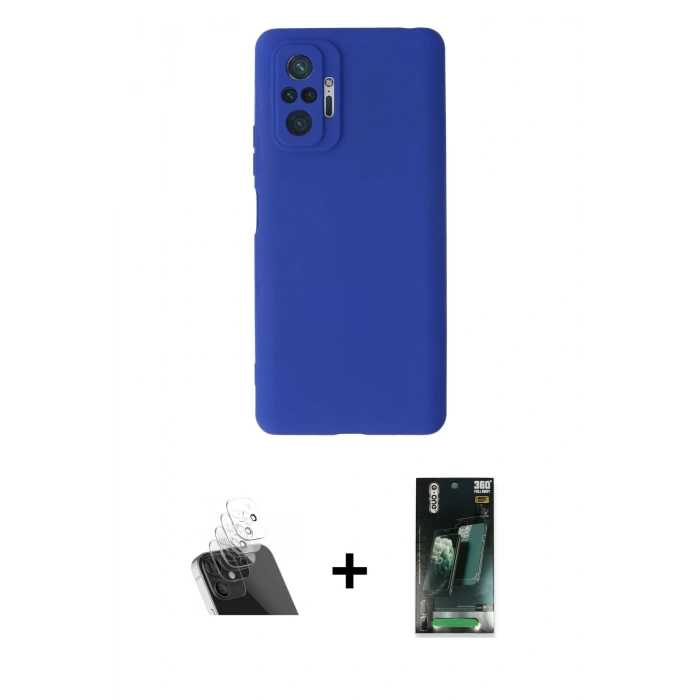 MARSİLYAN™- Redmi Note 10 Pro Kılıf Kozmos Yansıma Özel Seri - Şeffaf 360 Full Body Arka Koruyucu + Kamera Lens Koruma Cam - SF