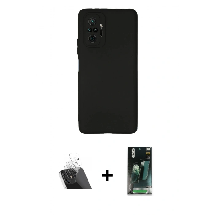 MARSİLYAN™- Redmi Note 10 Pro Kılıf Kozmos Yansıma Özel Seri - Şeffaf 360 Full Body Arka Koruyucu + Kamera Lens Koruma Cam - SF