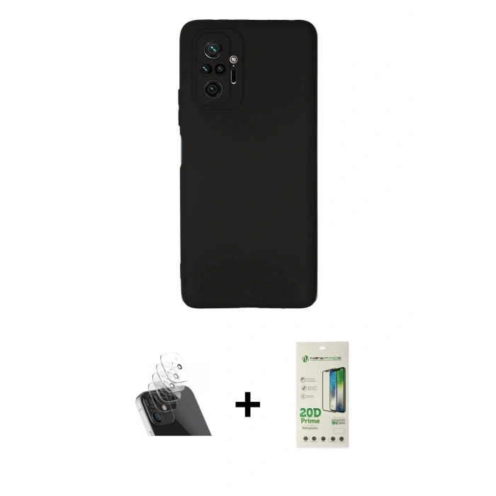 MARSİLYAN™- Redmi Note 10 Pro Kılıf Kozmos Yansıma Özel Seri - Siyah 20D Premium Cam Ekran Koruyucu + Şeffaf Kamera Lens Koruma Cam