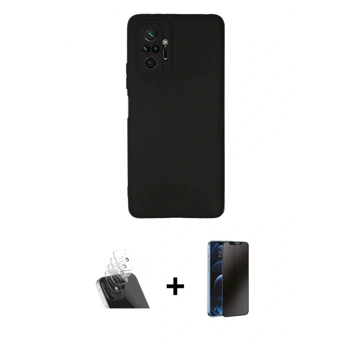 MARSİLYAN™- Redmi Note 10 Pro Kılıf Kozmos Yansıma Özel Seri - Siyah 3D Antistatik Hayalet Cam Ekran Koruyucu + Kamera Lens Koruma Cam - SF