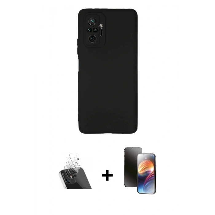 MARSİLYAN™- Redmi Note 10 Pro Kılıf Kozmos Yansıma Özel Seri - Siyah 3D Antistatik Mat Seramik Nano Ekran Koruyucu + Kamera Lens Koruma Cam - SF