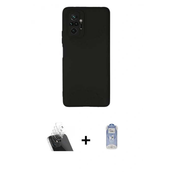 MARSİLYAN™- Redmi Note 10 Pro Kılıf Kozmos Yansıma Özel Seri - Siyah Joko Magic 5D Cam + Kamera Lens Koruma Cam - SF