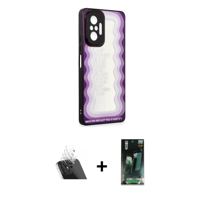 MARSİLYAN™- Redmi Note 10 Pro Kılıf Odak Klasik Serisi - Şeffaf 360 Full Body Arka Koruyucu + Kamera Lens Koruma Cam - SF