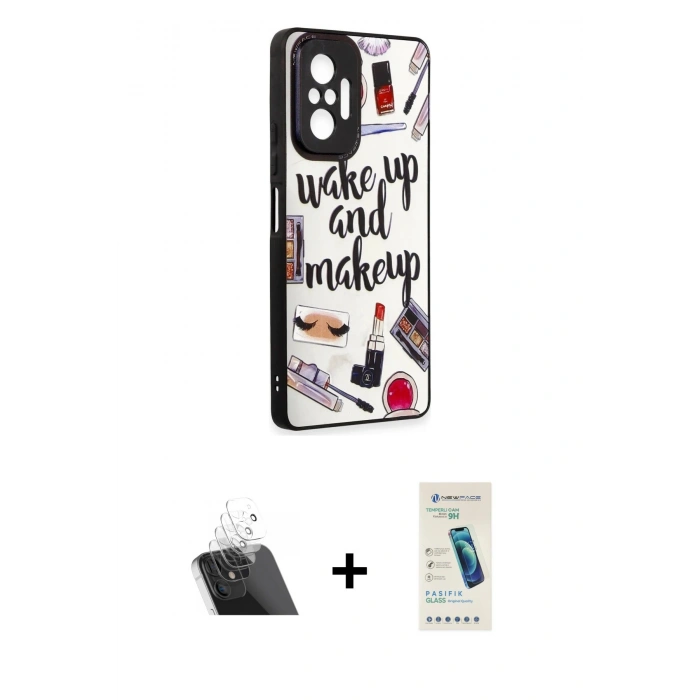 MARSİLYAN™- Redmi Note 10 Pro Kılıf Odak Klasik Serisi - Şeffaf Pasifik Cam Ekran Koruyucu + Şeffaf Kamera Lens Koruma Cam