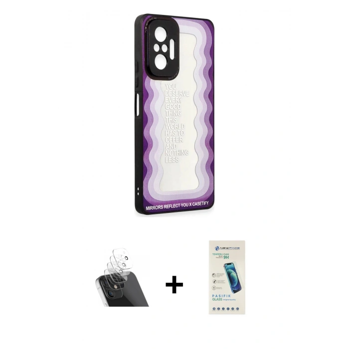 MARSİLYAN™- Redmi Note 10 Pro Kılıf Odak Klasik Serisi - Şeffaf Pasifik Cam Ekran Koruyucu + Şeffaf Kamera Lens Koruma Cam