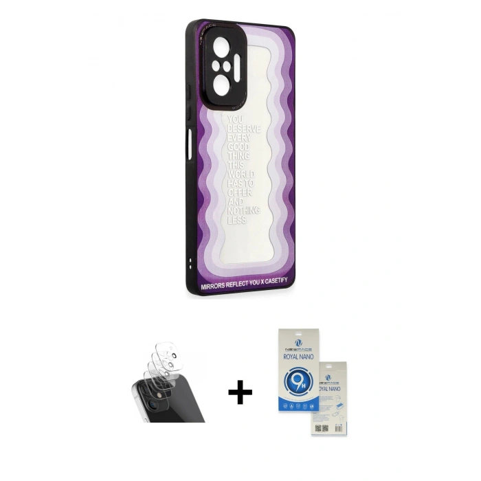 MARSİLYAN™- Redmi Note 10 Pro Kılıf Odak Klasik Serisi - Şeffaf Royal Nano Ekran Koruyucu + Kamera Lens Koruma Cam - SF